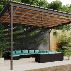 Garden Lounge Set Black, Water Blue