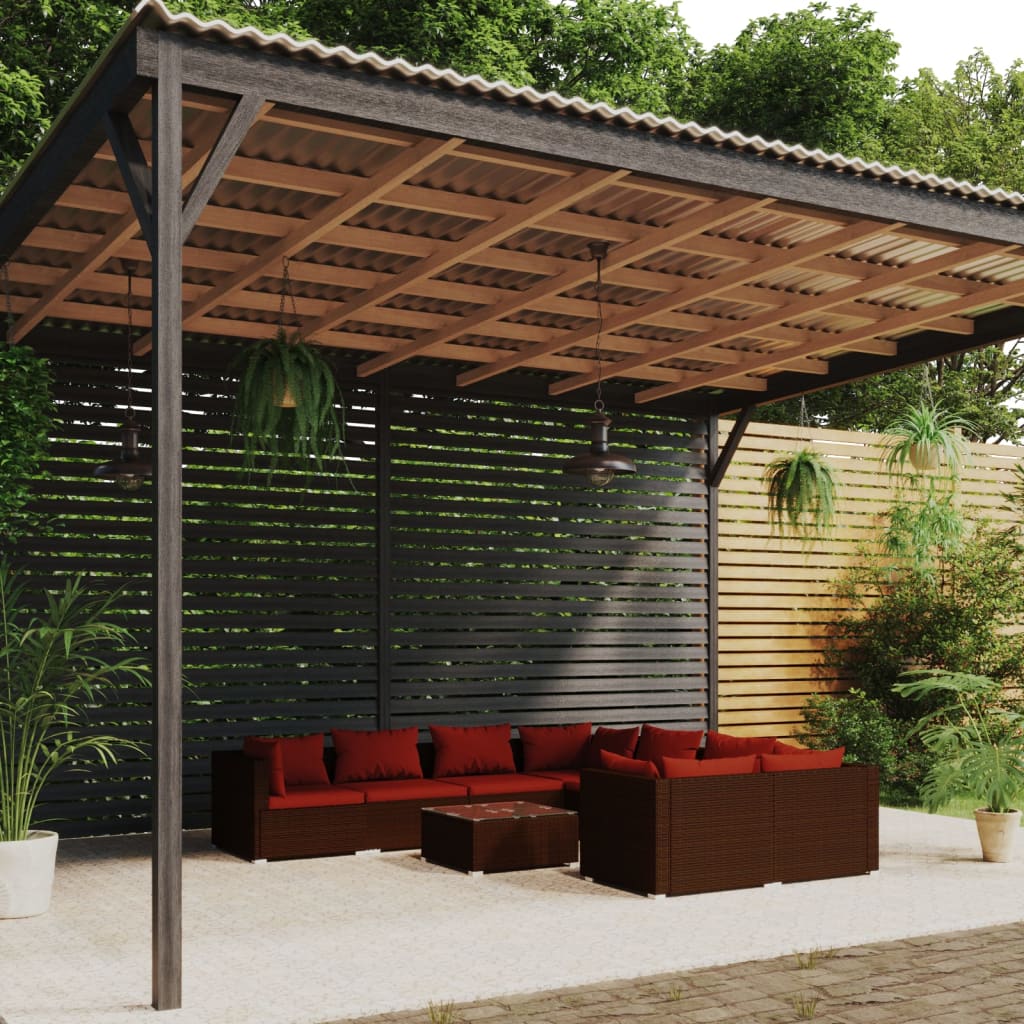 Garden Lounge Set Brown/Cinnamon Red