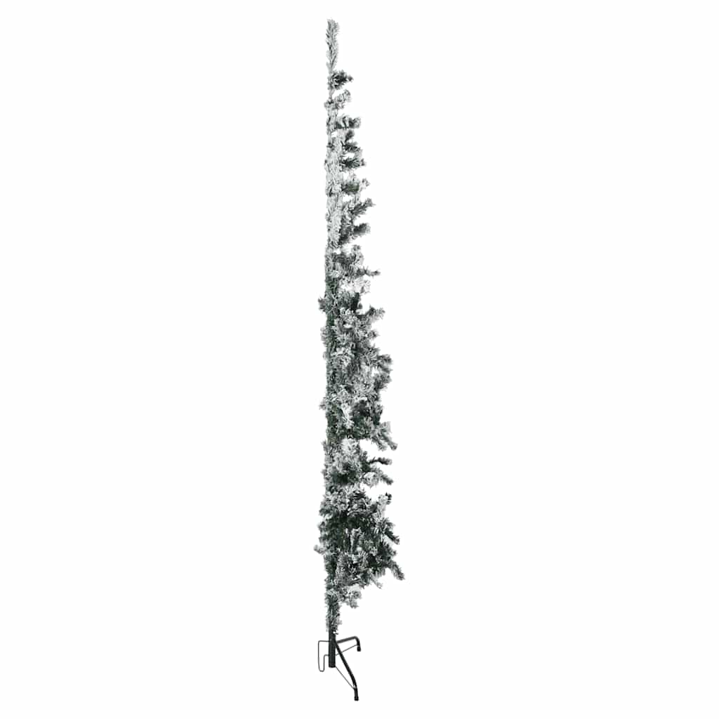 Slim 6ft half Christmas tree with flocked branches and steel stand for small spaces
