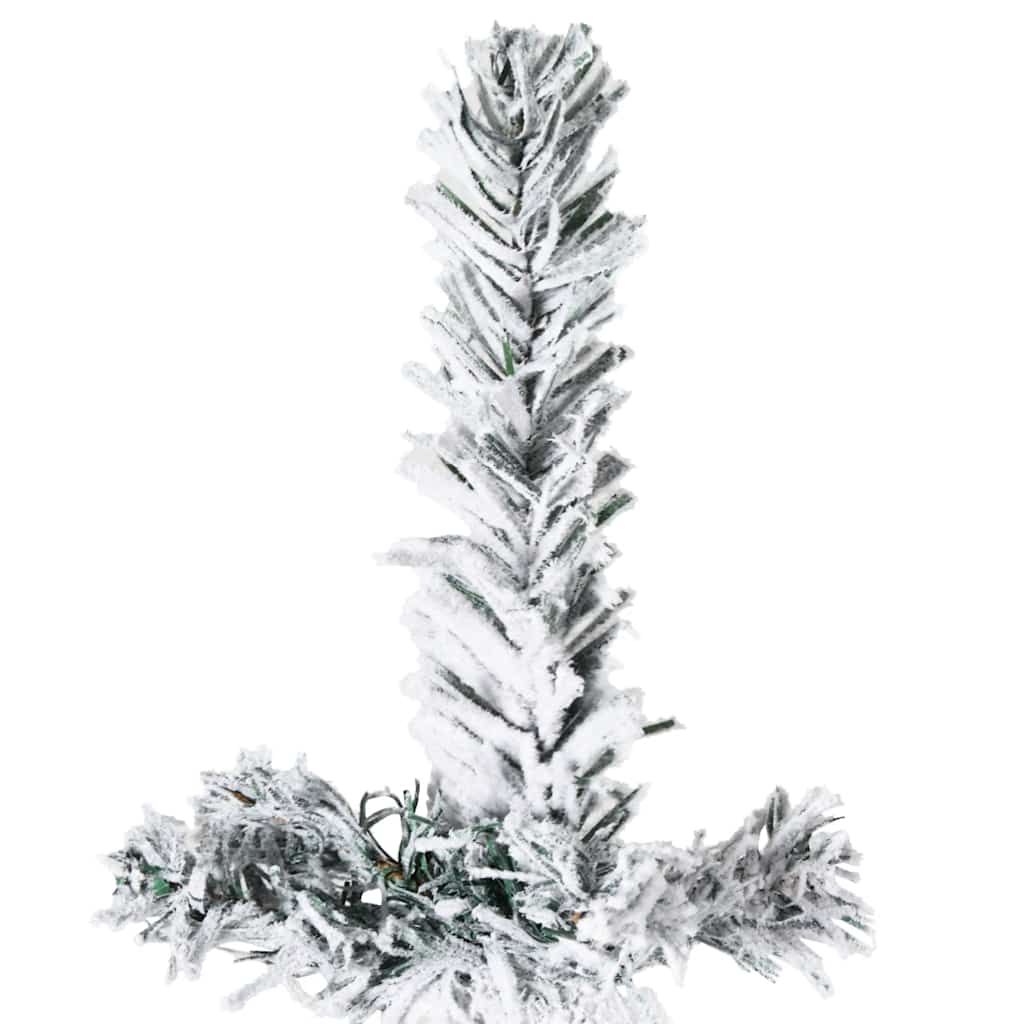 6ft slim half Christmas tree with flocked branches and space-saving design against wall