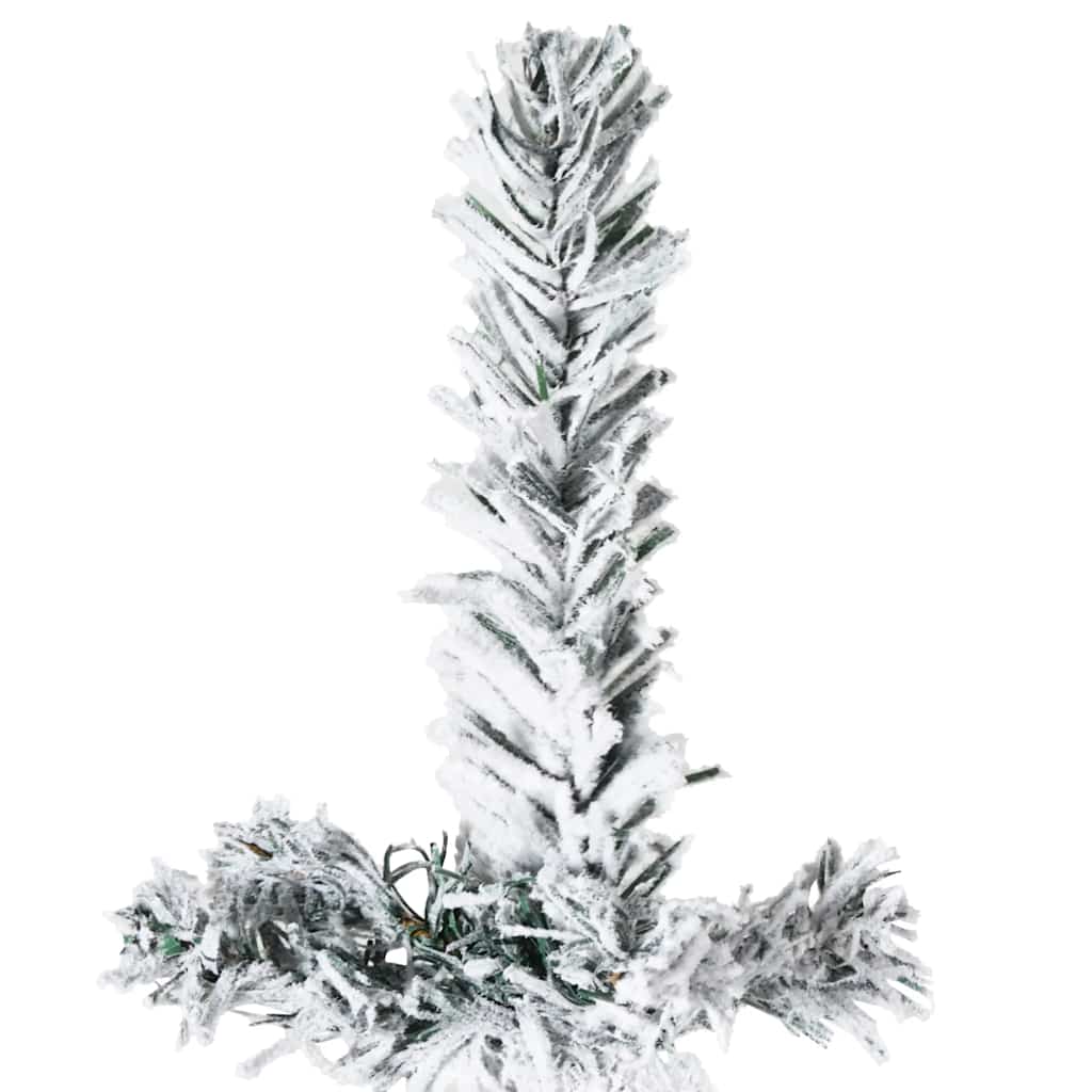 8ft slim half Christmas tree with snow-flocked tips and a sturdy steel stand.