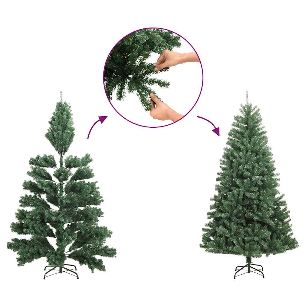 8ft slim half Christmas tree with snow-flocked tips and a sturdy green steel stand.