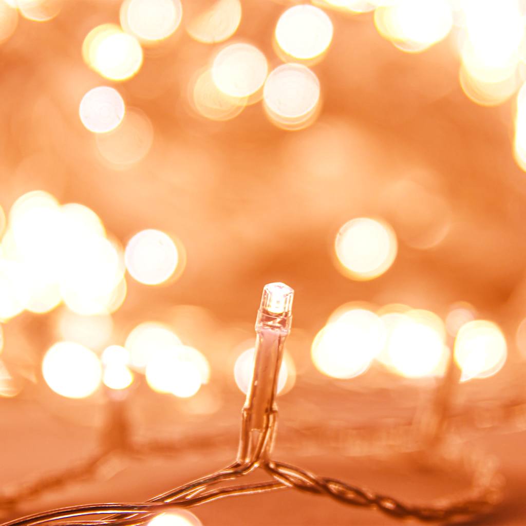 Warm white LED string lights with 150 bulbs on a 49.2-foot USB PVC wire.