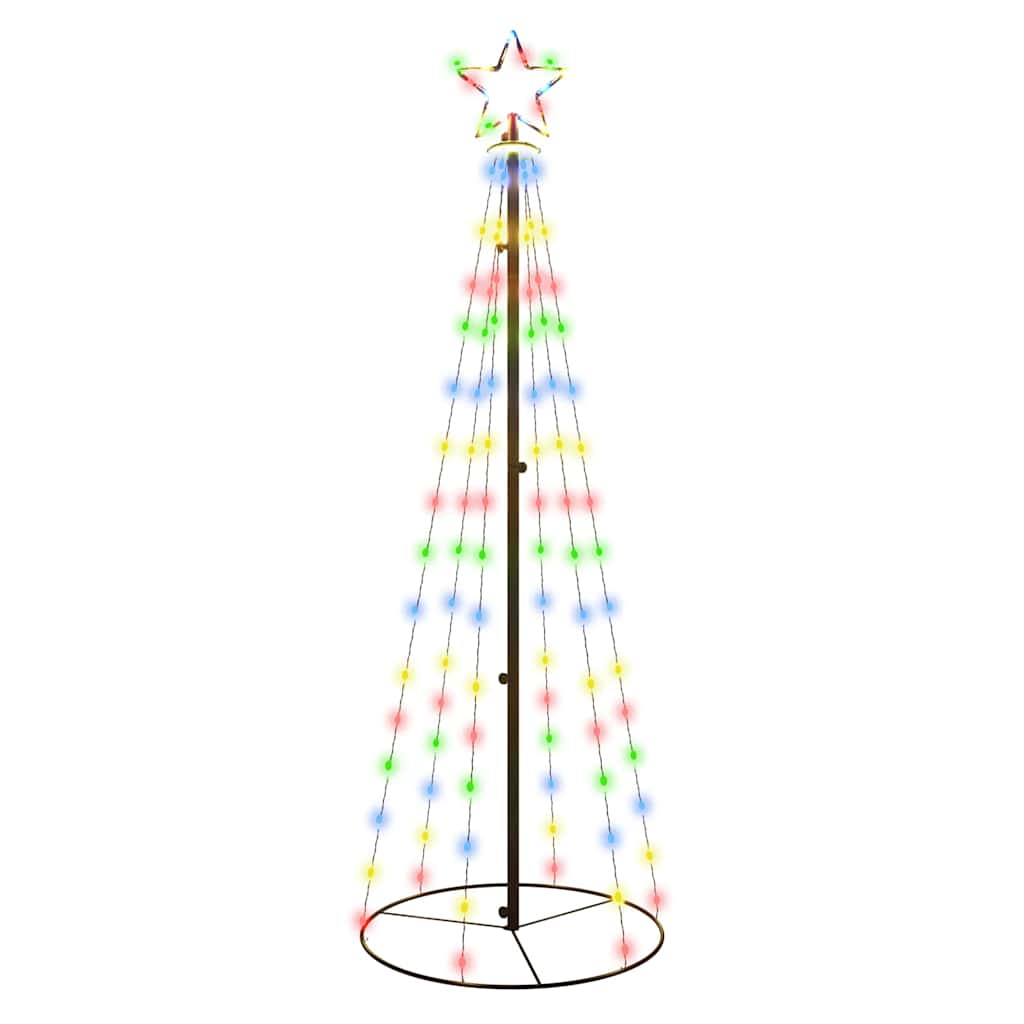 A 6-foot colorful LED-lit Christmas cone tree with a star top and stable base.