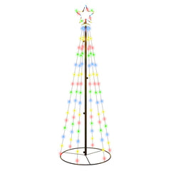 A 6-foot colorful LED-lit Christmas cone tree with a star top and stable base.