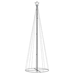 A 3x10 ft cone-shaped Christmas tree with 310 cold white LEDs and a star topper.