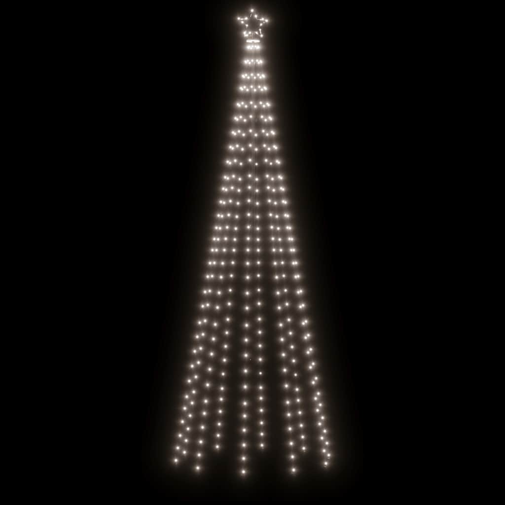 Tall cone-shaped Christmas tree with 310 cold white LED lights and a star topper
