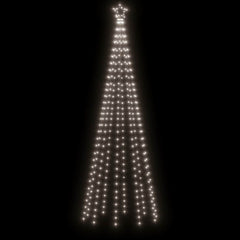 Tall cone-shaped Christmas tree with 310 cold white LED lights and a star topper