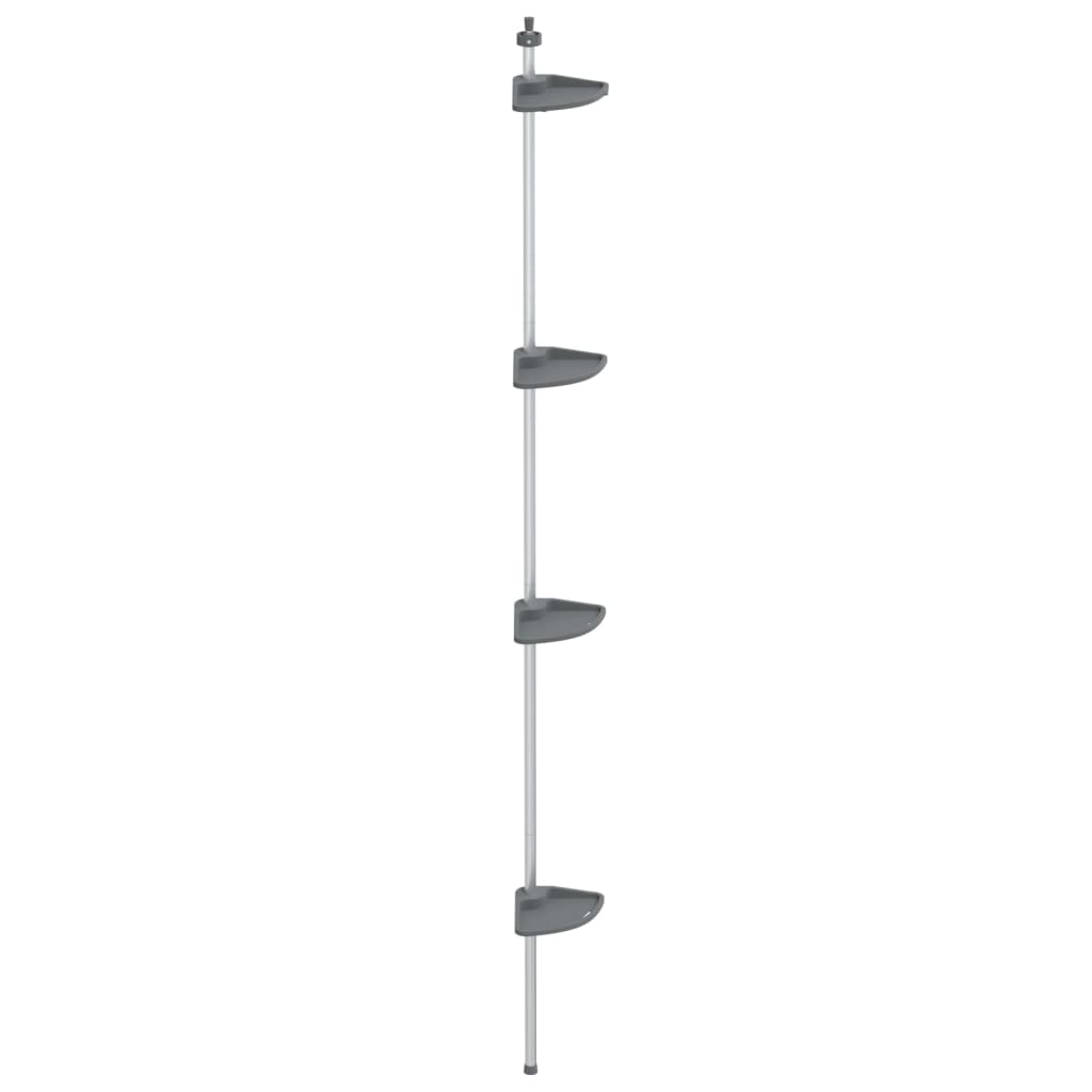 4-Tier Telescopic Shower Corner Shelf Silver Aluminum