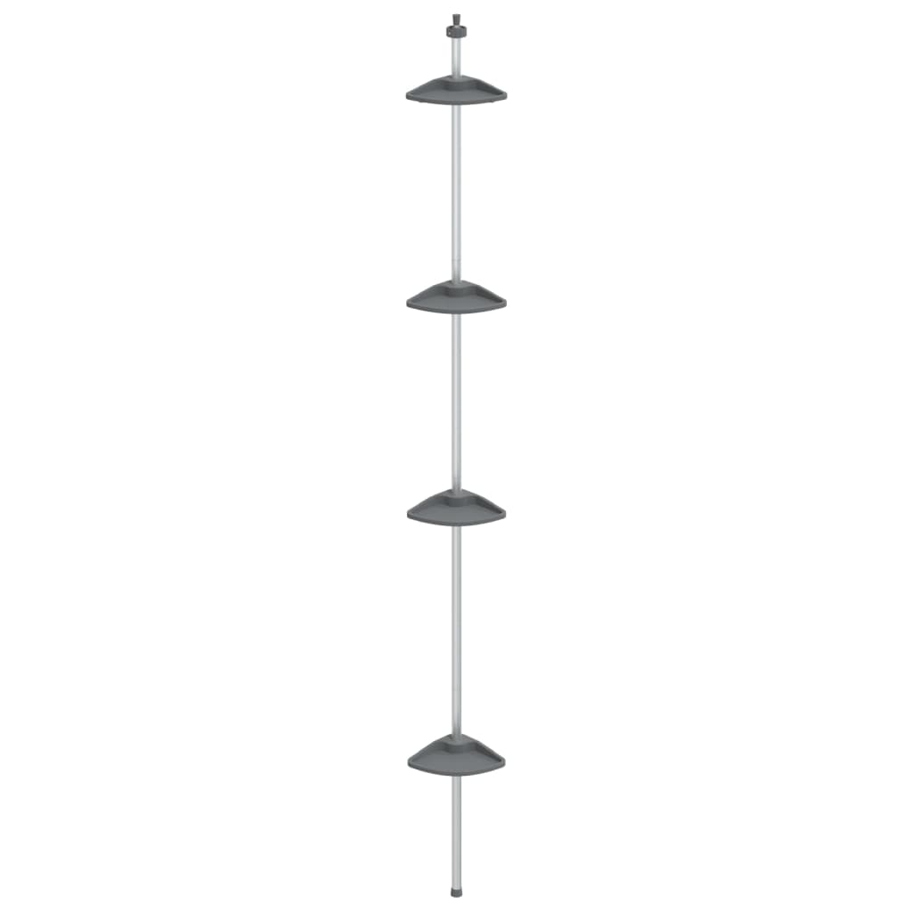 4-Tier Telescopic Shower Corner Shelf Silver Aluminum