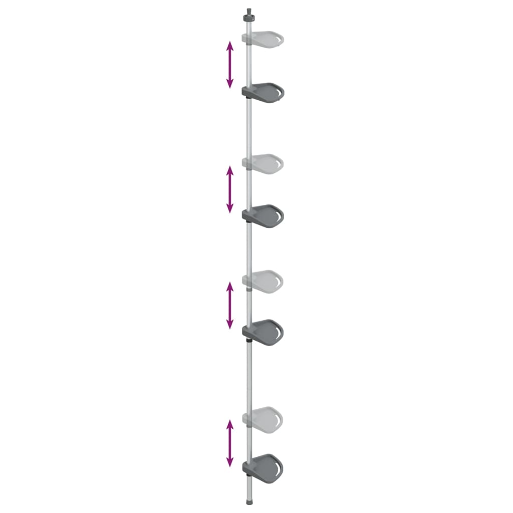 4-Tier Telescopic Shower Corner Shelf Silver Aluminum