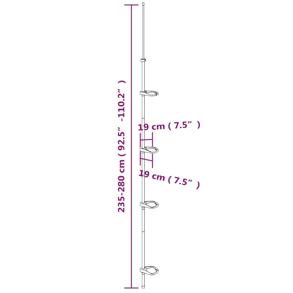 4-Tier Telescopic Shower Corner Shelf Silver Aluminum