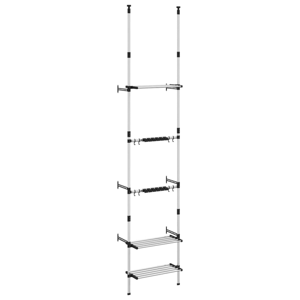 Telescopic Garden Rack with 3 Shelves Silver Aluminum