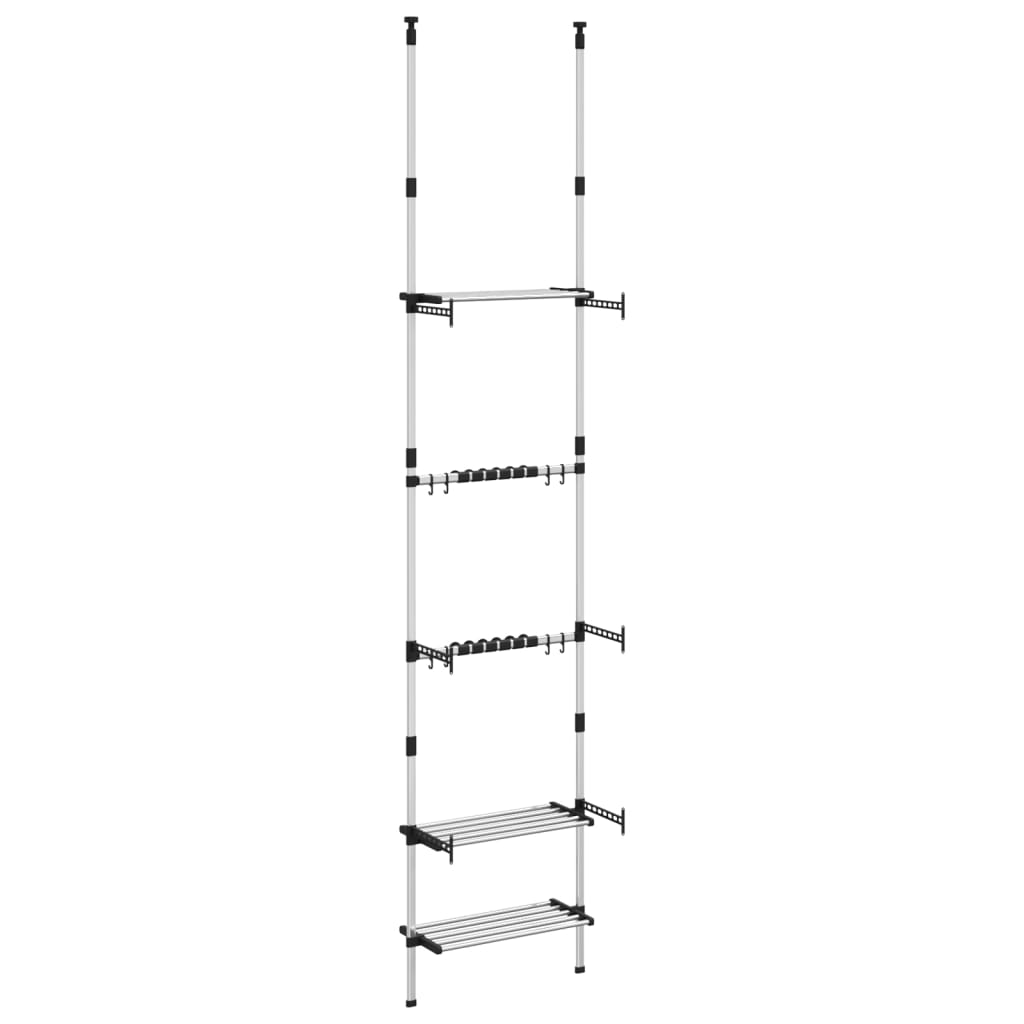 Telescopic Garden Rack with 3 Shelves Silver Aluminum