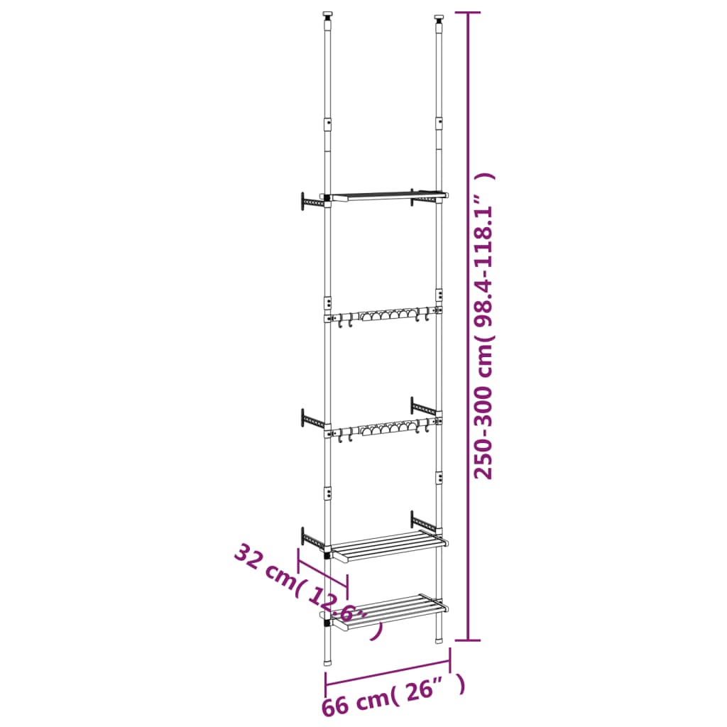 Telescopic Garden Rack with 3 Shelves Silver Aluminum