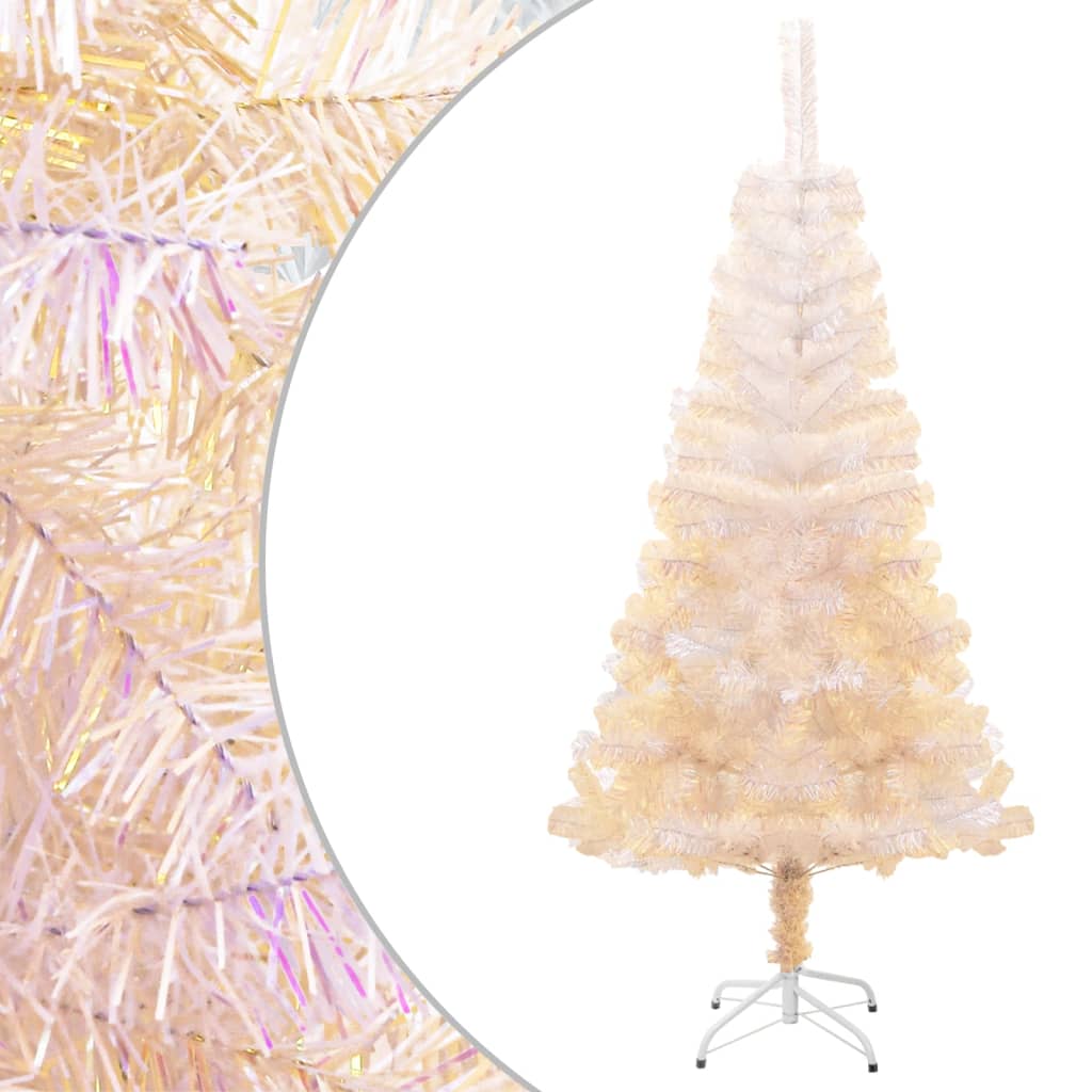 5ft white artificial Christmas tree with iridescent PVC tips and a sturdy steel stand.
