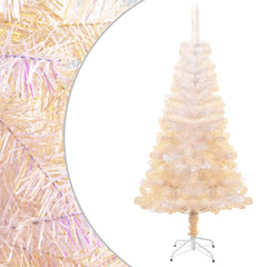 5ft white artificial Christmas tree with iridescent PVC tips and a sturdy steel stand.