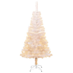 5ft white artificial Christmas tree with iridescent PVC tips and a sturdy steel stand.