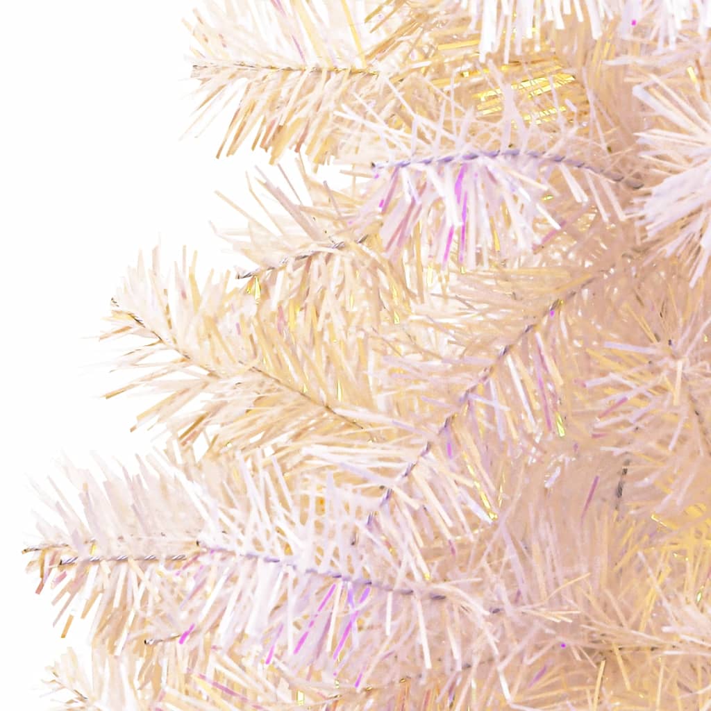 5ft white artificial Christmas tree with iridescent PVC tips and sturdy steel stand.