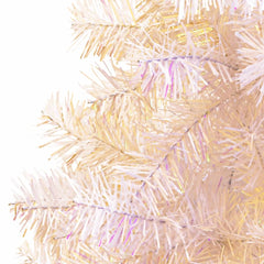 5ft white artificial Christmas tree with iridescent PVC tips and sturdy steel stand.
