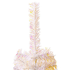 5ft white artificial Christmas tree with iridescent PVC tips and a sturdy steel stand.