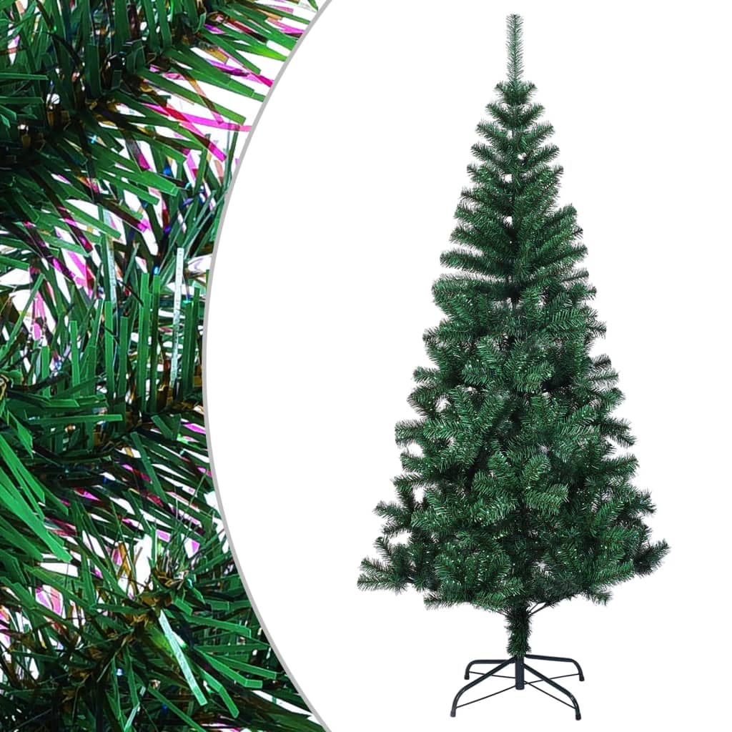 5ft green iridescent artificial Christmas tree with a sturdy steel stand and bushy design.
