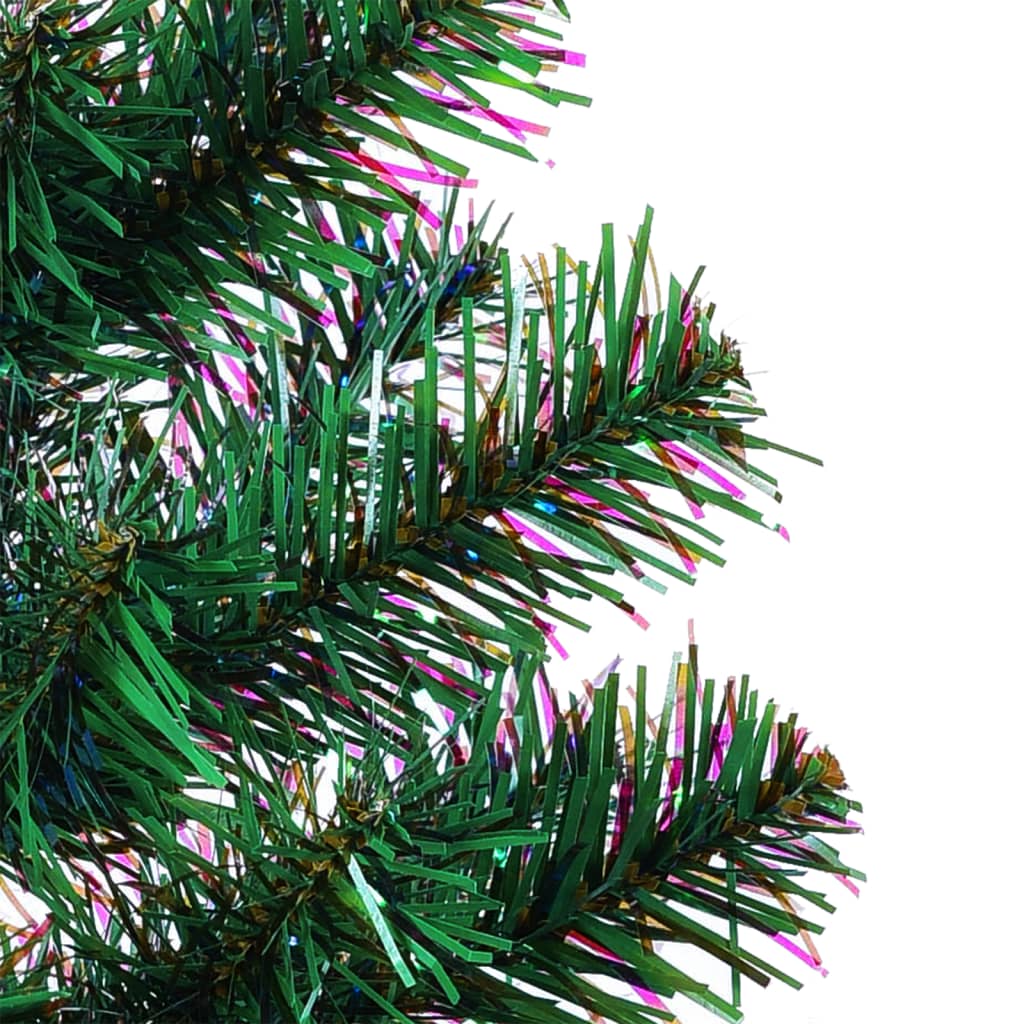 5ft green iridescent artificial Christmas tree with a steel stand and bushy design.