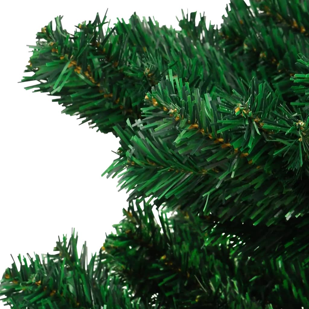 4ft green swirl PVC Christmas tree with 80 warm-white LED lights and steel pot base