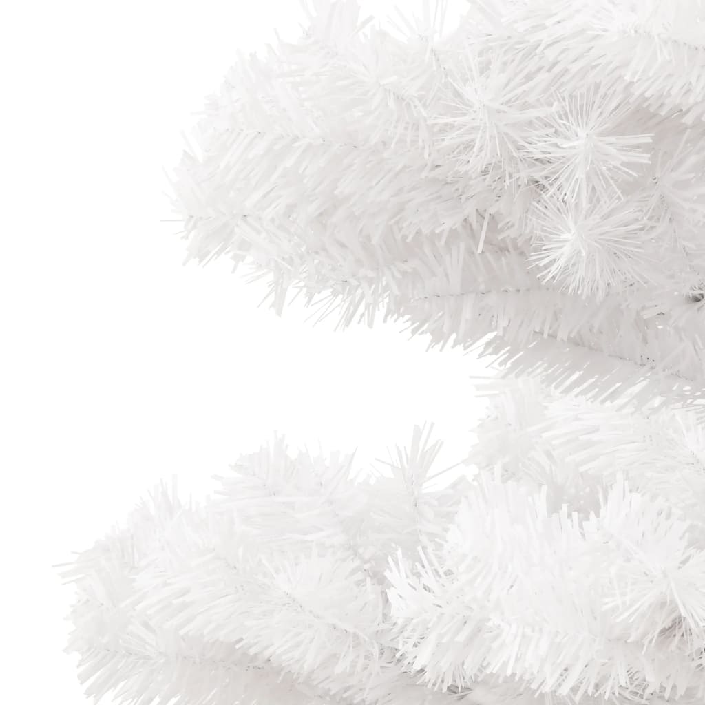 A 4ft white swirl pre-lit PVC Christmas tree with pot and warm white LED lights.