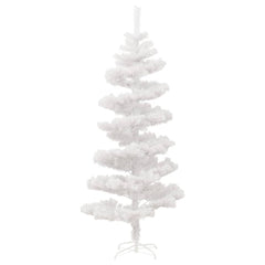 A 5 ft white swirl pre-lit PVC Christmas tree with stand and LED lights.