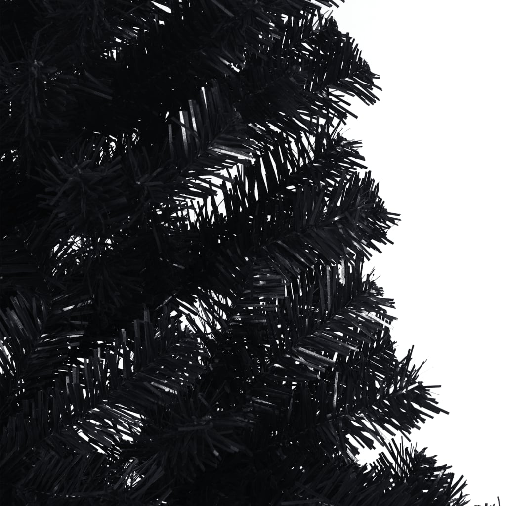 7 ft black artificial half Christmas tree with steel stand.