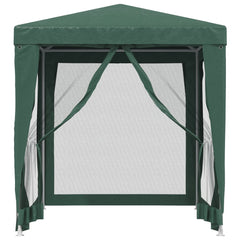 Party Tent with 4 Mesh Sidewalls Green 6.6'x6.6' HDPE