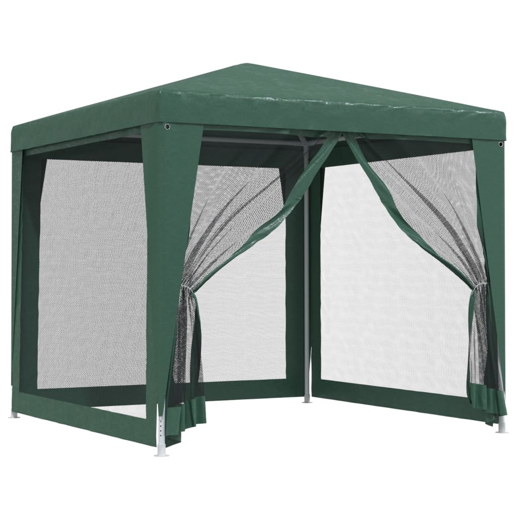 Party Tent with 4 Mesh Sidewalls Green 8.2'x8.2' HDPE
