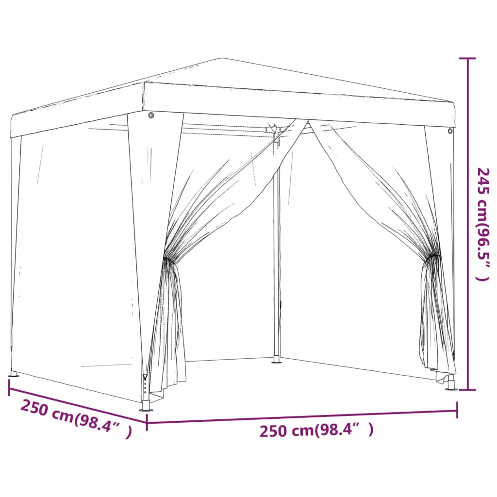 Party Tent with 4 Mesh Sidewalls Green 8.2'x8.2' HDPE