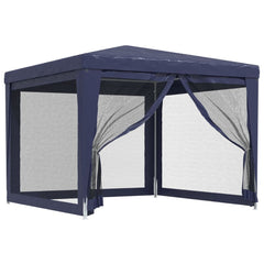 Party Tent with 4 Mesh Sidewalls Blue 9.8'x9.8' HDPE