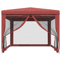 Party Tent with 4 Mesh Sidewalls Red 9.8'x13.1' HDPE