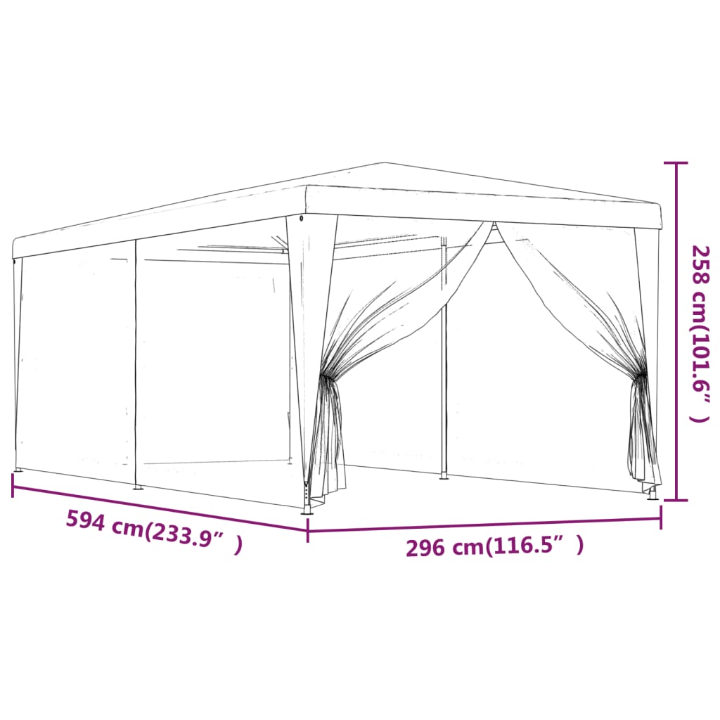 Party Tent with 6 Mesh Sidewalls Blue 9.8'x19.7' HDPE