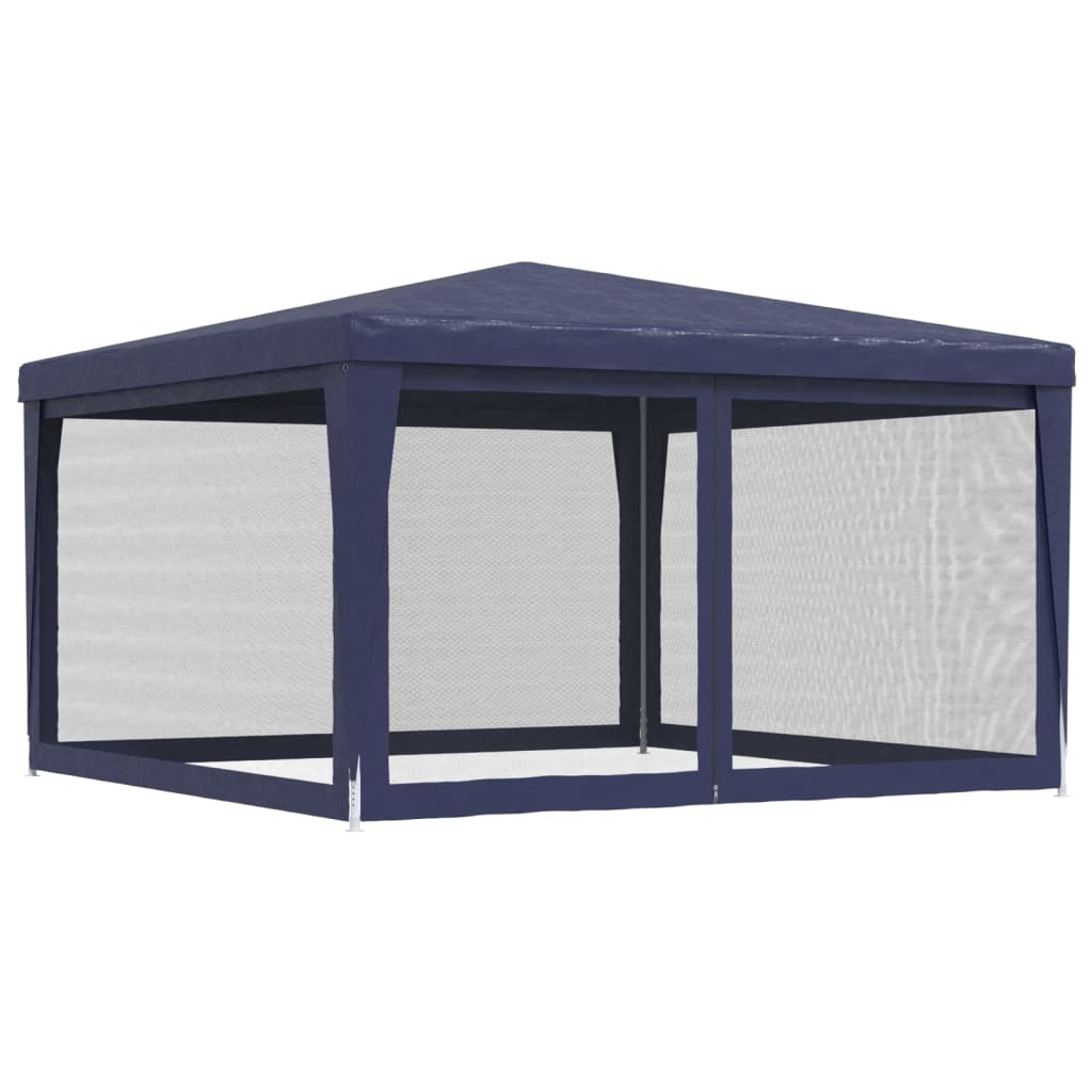 Party Tent with 4 Mesh Sidewalls Blue 13.1'x13.1' HDPE