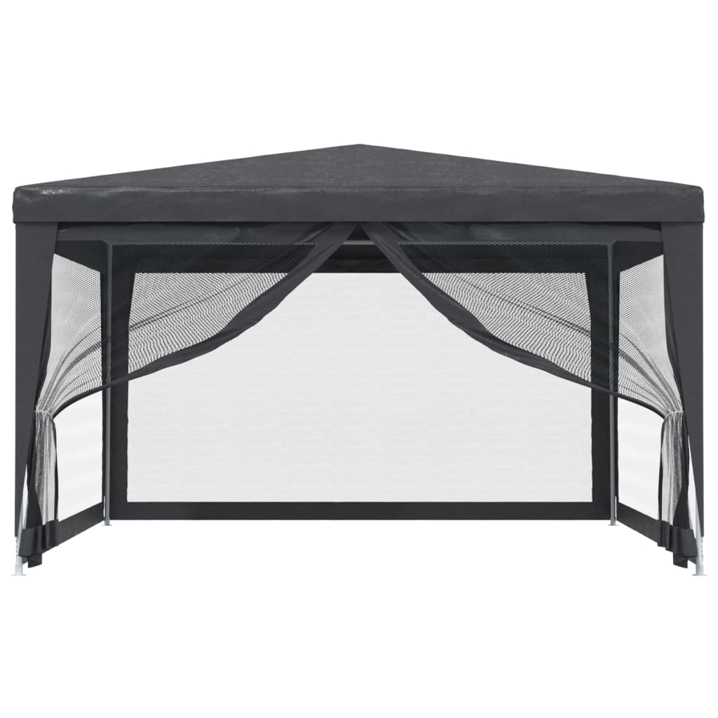Party Tent with 4 Mesh Sidewalls Anthracite 13.1'x13.1' HDPE