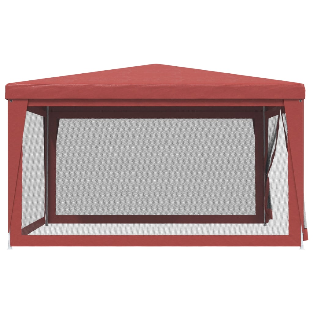 Party Tent with 4 Mesh Sidewalls Red 13.1'x13.1' HDPE