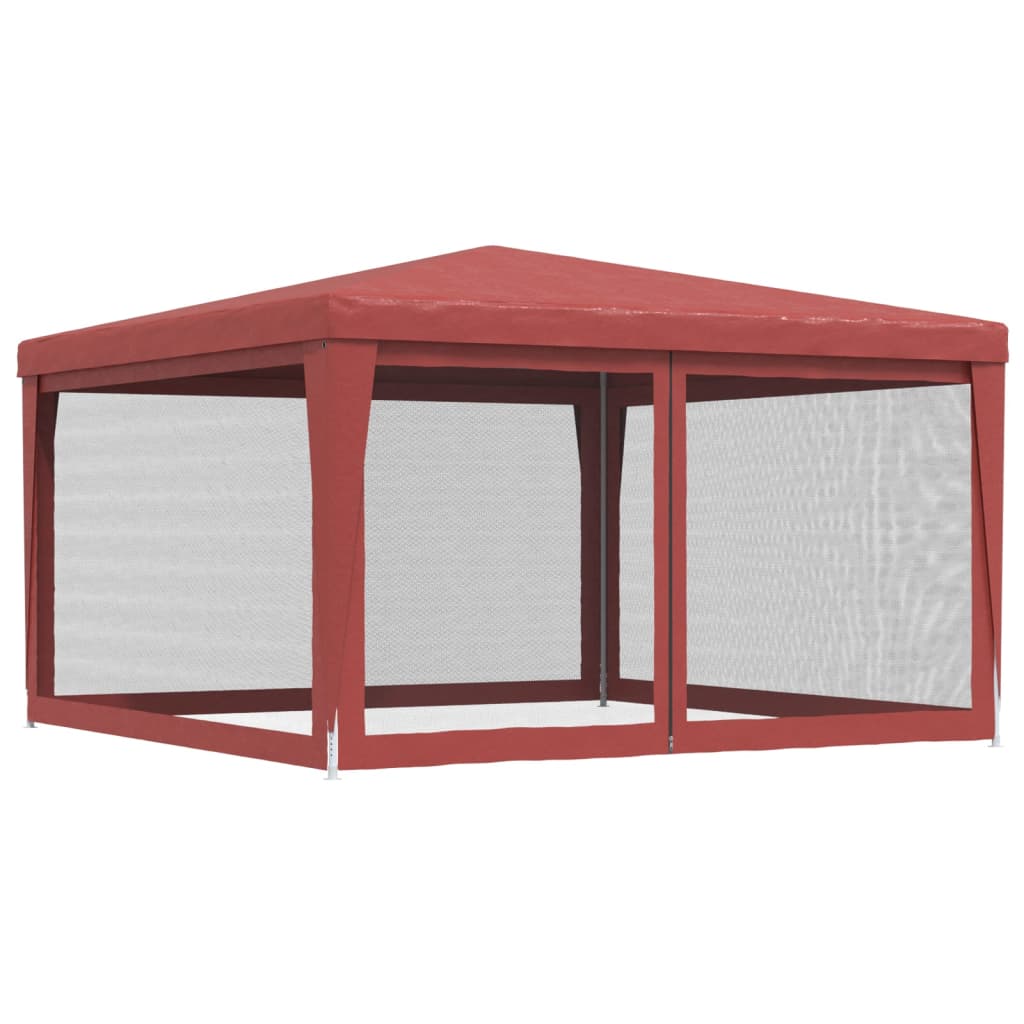 Party Tent with 4 Mesh Sidewalls Red 13.1'x13.1' HDPE