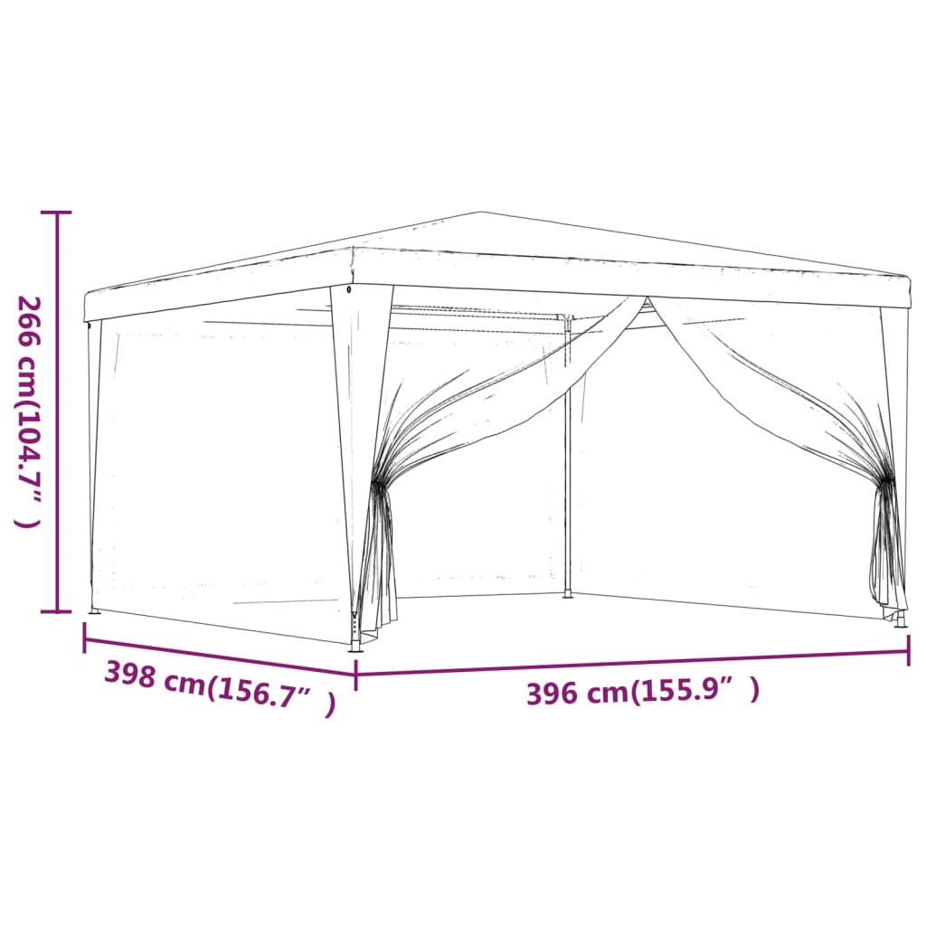 Party Tent with 4 Mesh Sidewalls Red 13.1'x13.1' HDPE