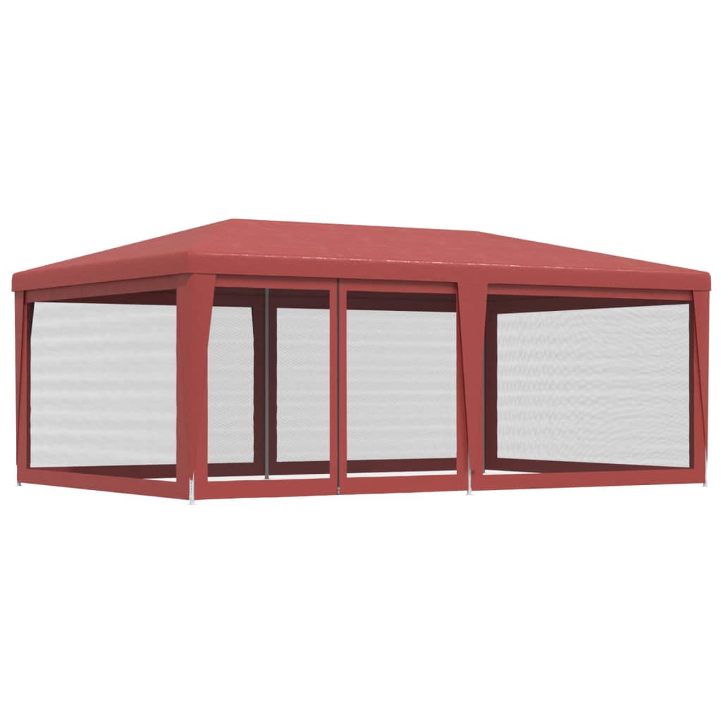 Party Tent with 6 Mesh Sidewalls Red 19.7'x13.1' HDPE