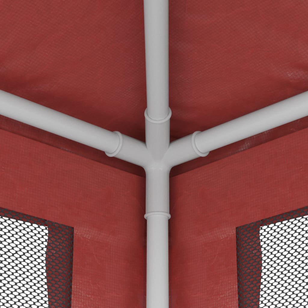 Party Tent with 6 Mesh Sidewalls Red 19.7'x13.1' HDPE