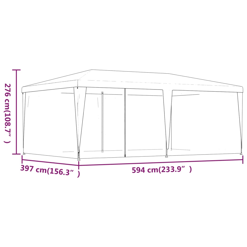 Party Tent with 6 Mesh Sidewalls Red 19.7'x13.1' HDPE