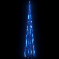 Blue LED Christmas cone tree, 5x16 ft with 732 lights on black background.