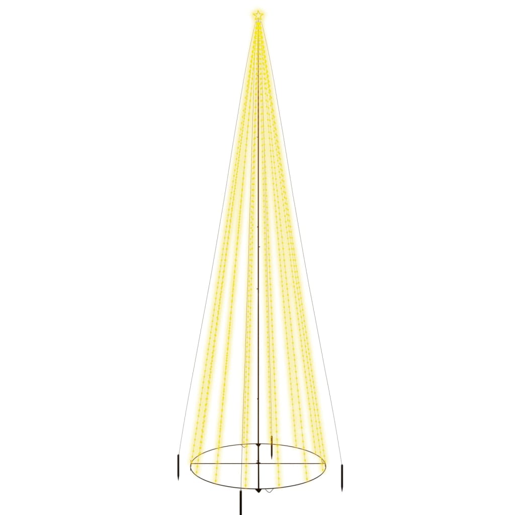 A 26ft tall Christmas cone tree with 1134 warm white LEDs and an 8ft diameter base.