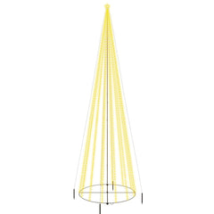 A 26ft tall Christmas cone tree with 1134 warm white LEDs and an 8ft diameter base.