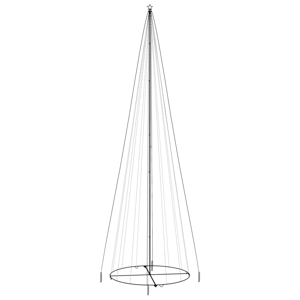 A 26-foot tall Christmas cone tree frame with a star topper and circular base.