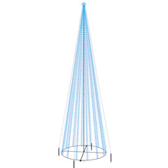 Tall 26-foot blue LED Christmas cone tree with 1134 lights and steel frame.